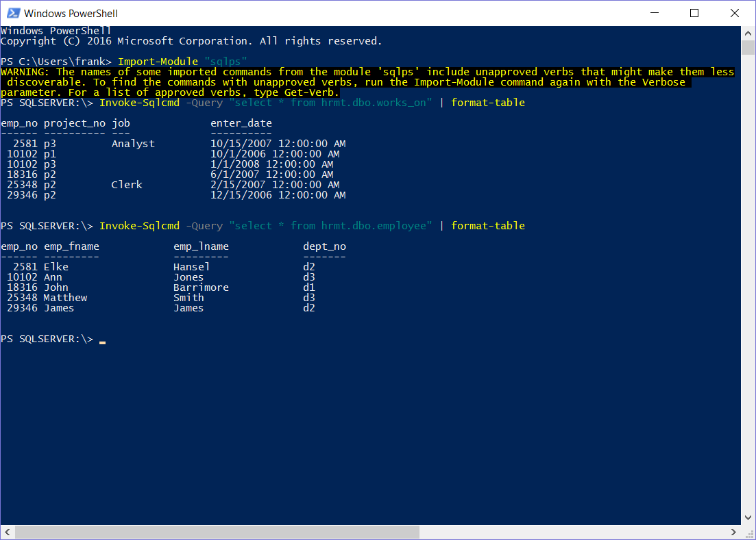 Use PowerShell to Access SQL Server